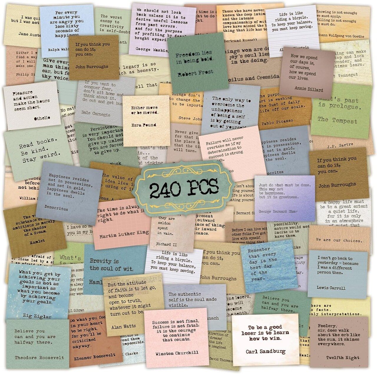 240PCS Vintage Motivational Quote Scrapbook Stickers (Brown) 5.88 x 5.09 x 0.53 inches